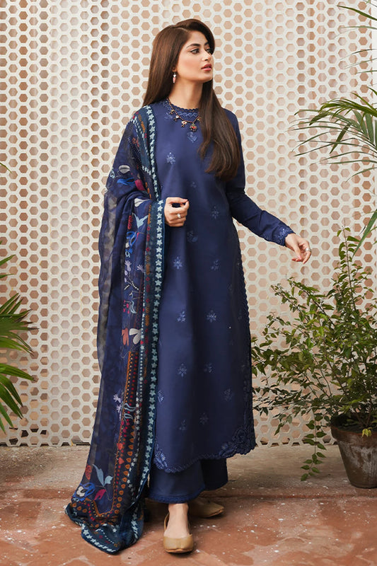 SERAN- 3PC LAWN EMBROIDERED SHIRT WITH MONARK PRINT DUPATTA & TROUSER-UR-2556