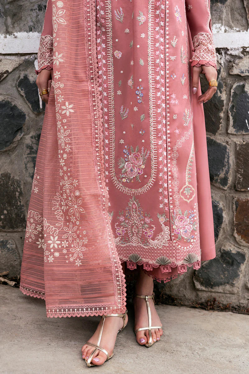 QALAMQAR-3PC LAWN EMBROIDERED SHIRT WITH KHAADI NET EMBROIDERED DUPATTA AND TROUSER-UR-3532