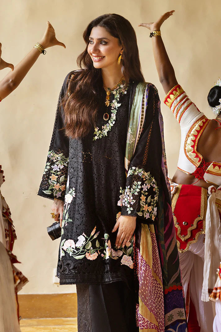 MUSHQ-3PC LAWN EMBROIDERED SHIRT WITH MONARK PRINT DUAPATTA AND TROUSER-UR-2843