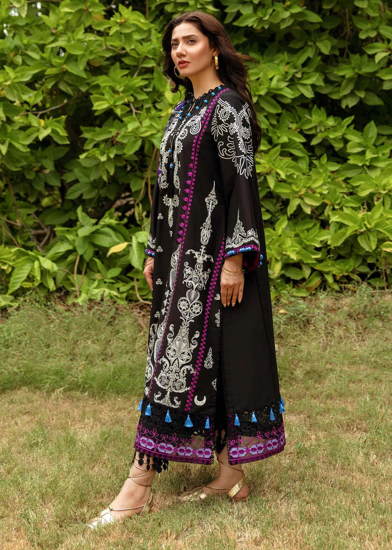 SIRAA BY SADAF-3PC LAWN EMBROIDERED SHIRT WITH MONARK PRINT DUPATTA & TROUSER-UR-2511