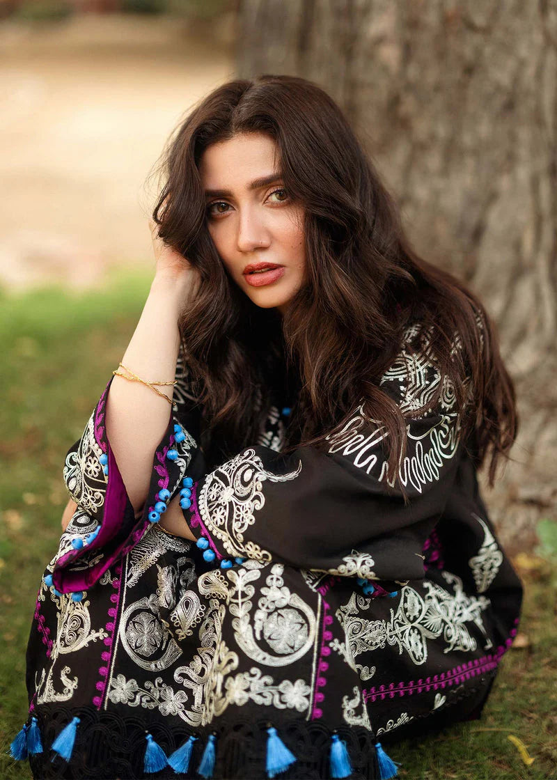 SIRAA BY SADAF-3PC LAWN EMBROIDERED SHIRT WITH MONARK PRINT DUPATTA & TROUSER-UR-2511
