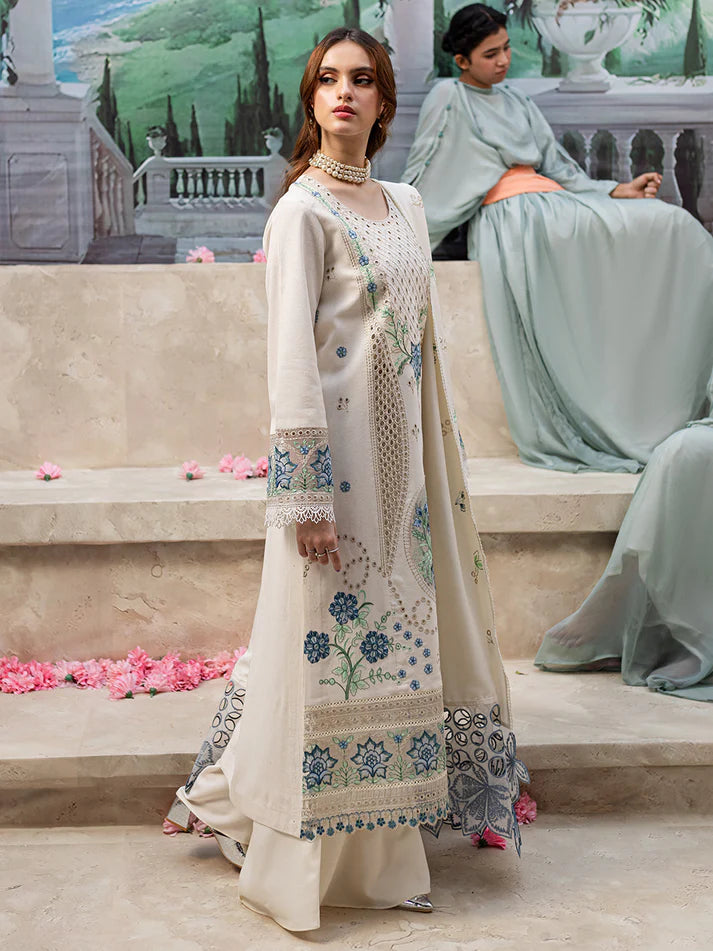 JAZMIN-3PC LAWN LASER EMBROIDERED SHIRT WITH LAWN LASER CUT EMBROIDERED READY TO WEAR DUPATTA-UR-2699-EID
