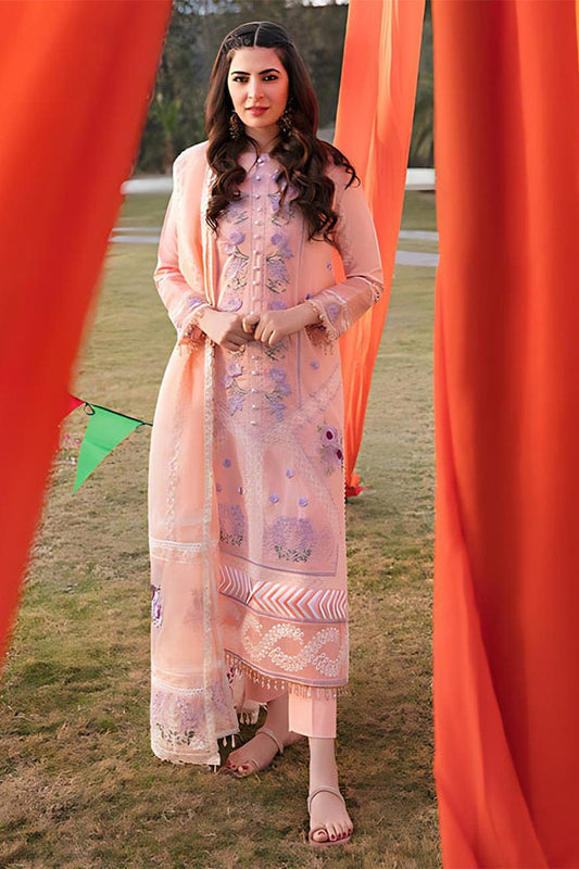 PARISHAY-3PC LAWN EMBROIDERED SHIRT WITH ORGANZA EMBROIDERED DUPATT-UR-2510