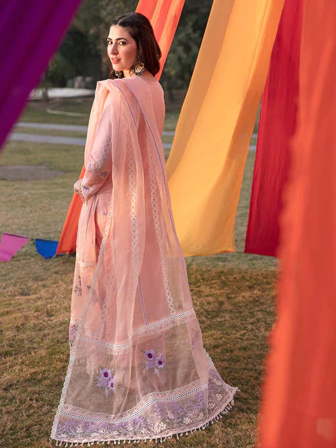 PARISHAY-3PC LAWN EMBROIDERED SHIRT WITH ORGANZA EMBROIDERED DUPATT-UR-2510