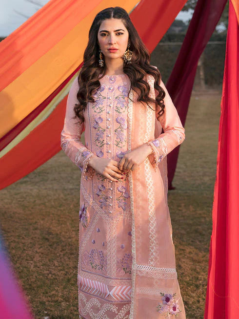PARISHAY-3PC LAWN EMBROIDERED SHIRT WITH ORGANZA EMBROIDERED DUPATT-UR-2510