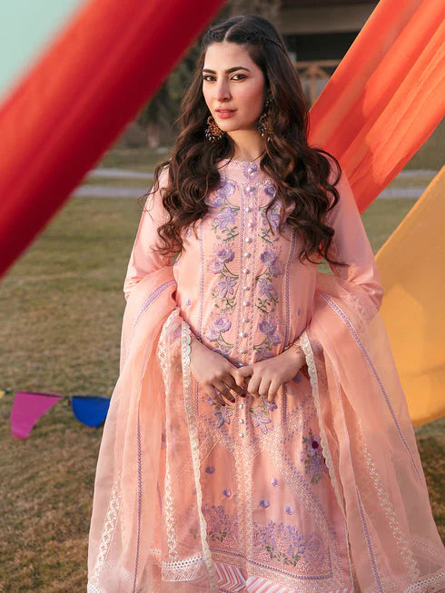 PARISHAY-3PC LAWN EMBROIDERED SHIRT WITH ORGANZA EMBROIDERED DUPATT-UR-2510