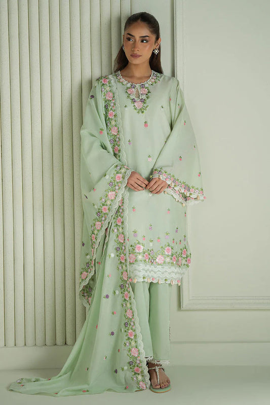 CROSS STITCH-3PC LAWN EMBROIDERED SHIRT WITH MONARK EMBROIDERED PRINT DUAPATTA AND TROUSER-UR-2810