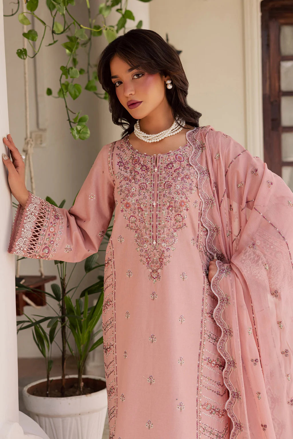 BATIK-3PC LAWN EMBROIDERED SHIRT WITH KHADDI NET EMBROIDERED DUPATTA AND EMB TROUSER-UR-3630