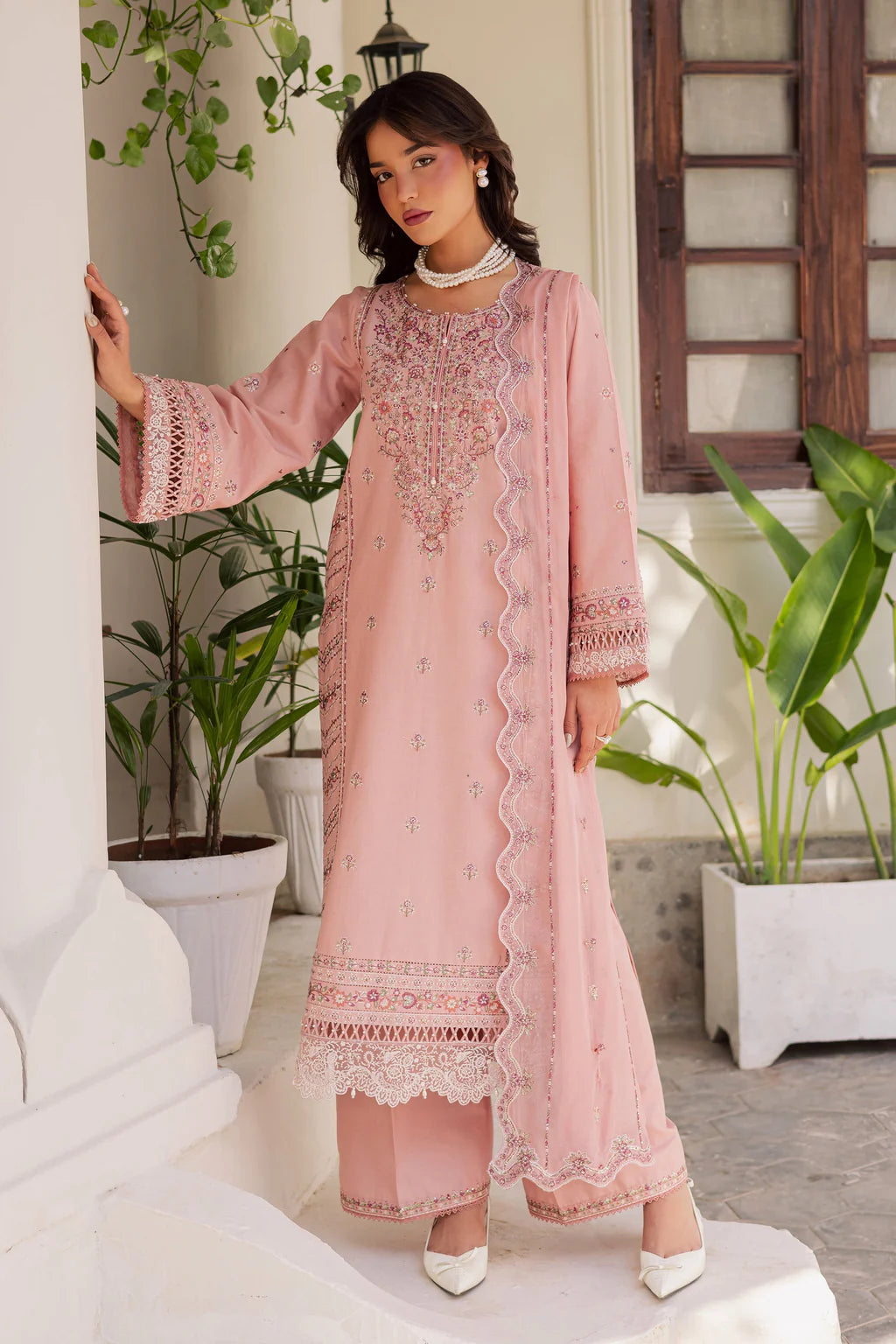 BATIK-3PC LAWN EMBROIDERED SHIRT WITH KHADDI NET EMBROIDERED DUPATTA AND EMB TROUSER-UR-3630