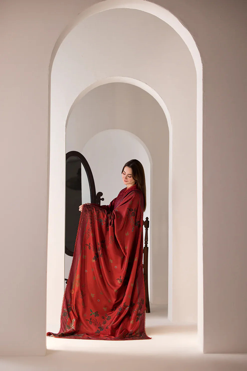 SOBIA NAZIR- 3PC LAWN EMBROIDERED SHIRT WITH MONARK PRINTED DUPATTA AND TROUSER-UR-2561
