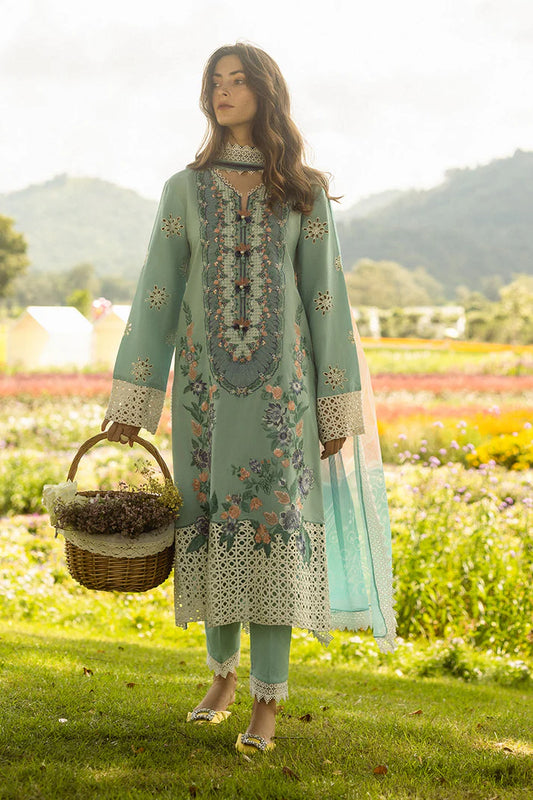 MUSHQ-3PC LAWN EMBROIDERED SHIRT WITH MONARK PRINT DUPATTA AND TROUSER-UR-2949