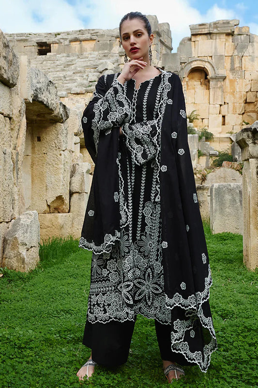 IMAGE-3PC LAWN EMBROIDERED SHIRT WITH CHIFFON EMBROIDERED DUPATTA AND TROUSER-UR-2933-B
