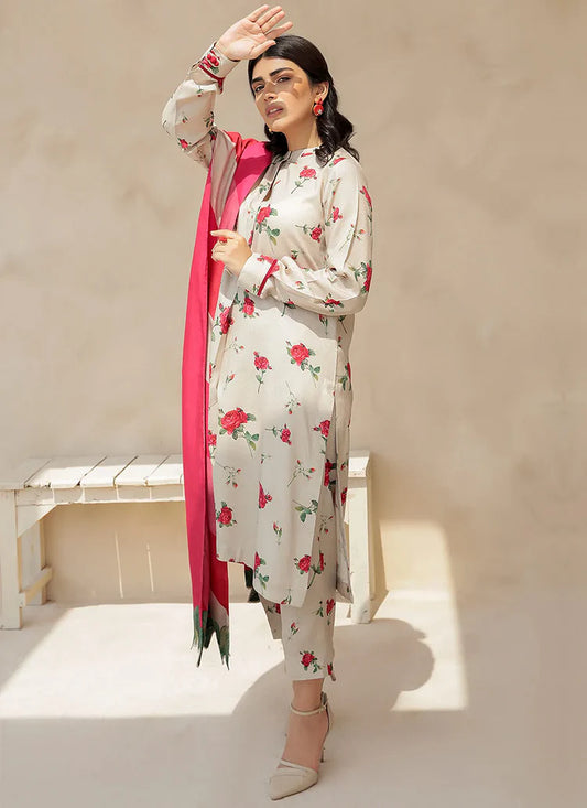 BAROUQE-3PC KARANDI PRINTED SHIRT WITH KARANDI PRINTED DUPATTA AND TROUSER-UR-2230