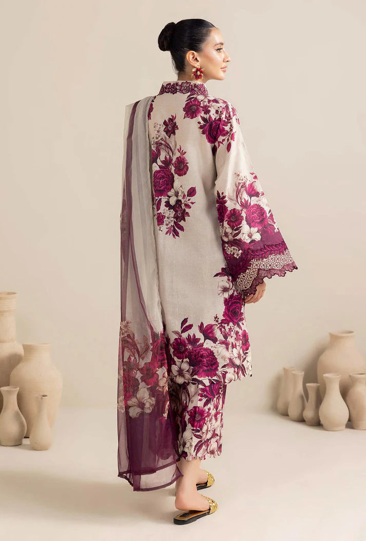 ADAN LIBAS-3PC LAWN PRINTED EMB SHIRT WITH CHIFFON PRINT DUPATTA AND PRINT TROUSER-UR-2800
