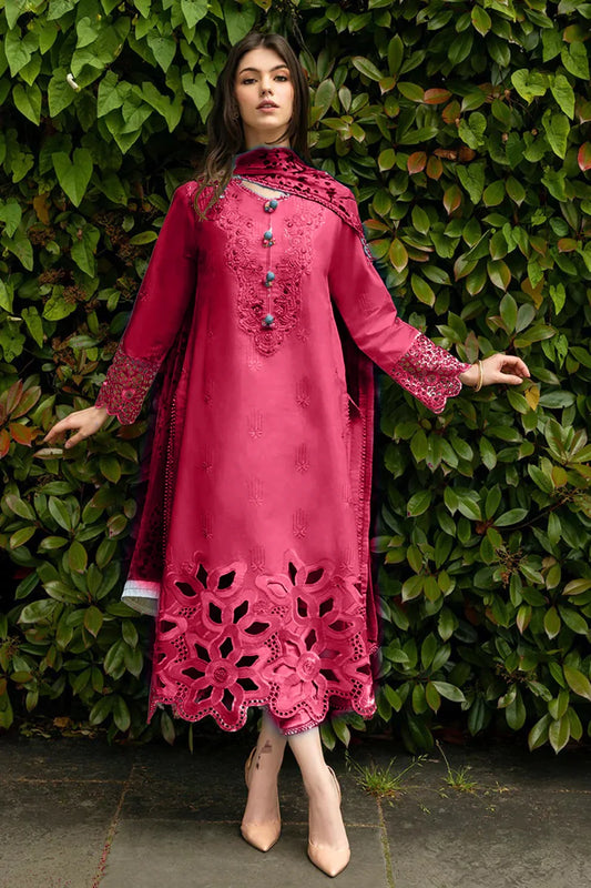 MUSHQ-3PC DHANAK EMBROIDERED SHIRT WITH WOOL PRINTED SHAWL & TROUSER-TBF-1932