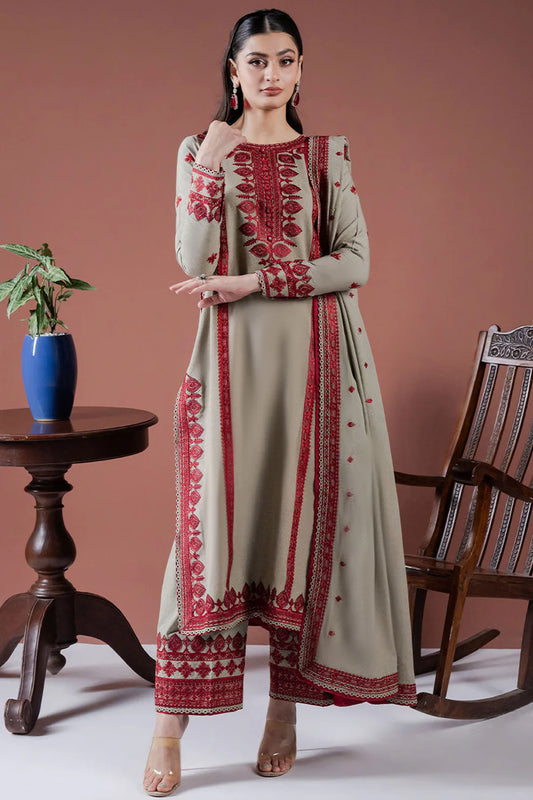 Asim Jofa-Lawn 3pc Embroidered Shirt With Lawn Embroidered Dupatta & Embroidered Trouser-UR-2505