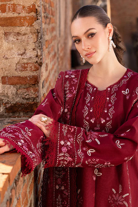 GARNET-3PC LAWN EMBROIDERED SHIRT WITH LAWN EMBROIDERED DUPATTA & TROUSER-UR-3575