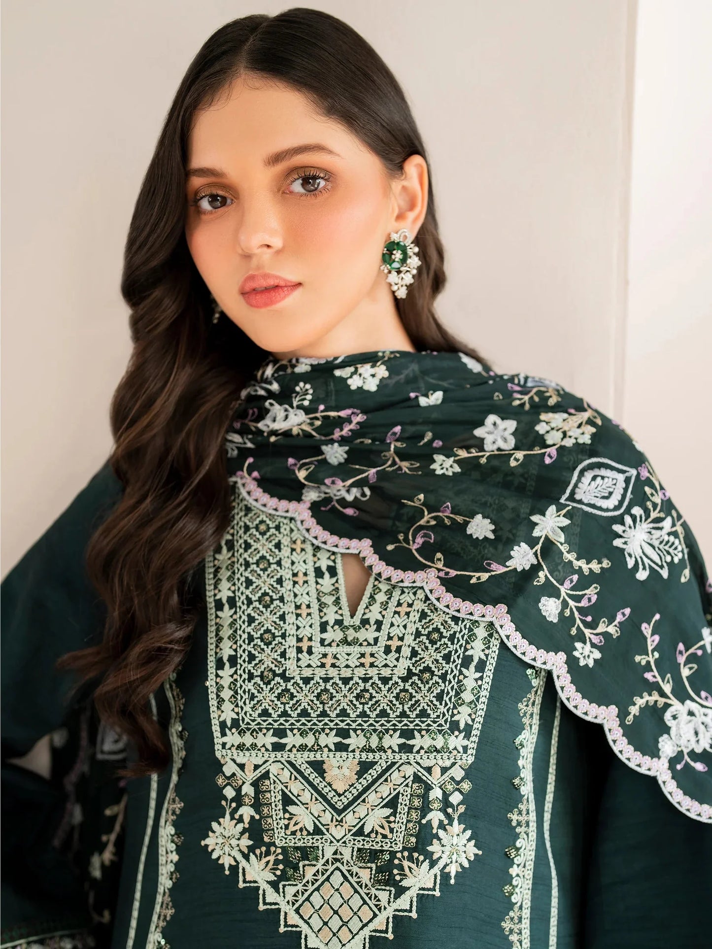GARNET-3PC LAWN EMBROIDERED SHIRT WITH LAWN EMBROIDERED DUPATTA AND TROUSER-UR-2604