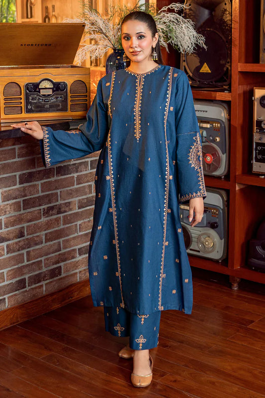 URGE-2PC DHANAK EMBROIDERED SHIRT AND EMBROIDRED SLEEVES-UR-2733