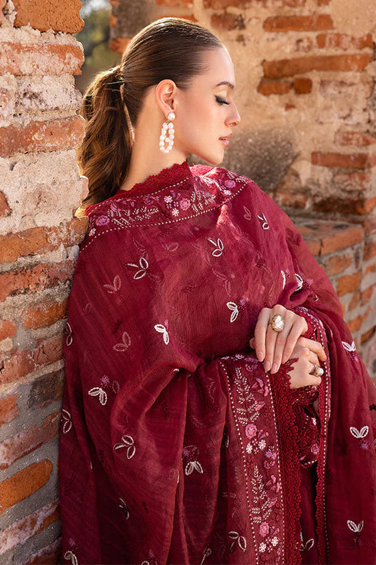 GARNET-3PC LAWN EMBROIDERED SHIRT WITH LAWN EMBROIDERED DUPATTA & TROUSER-UR-3575