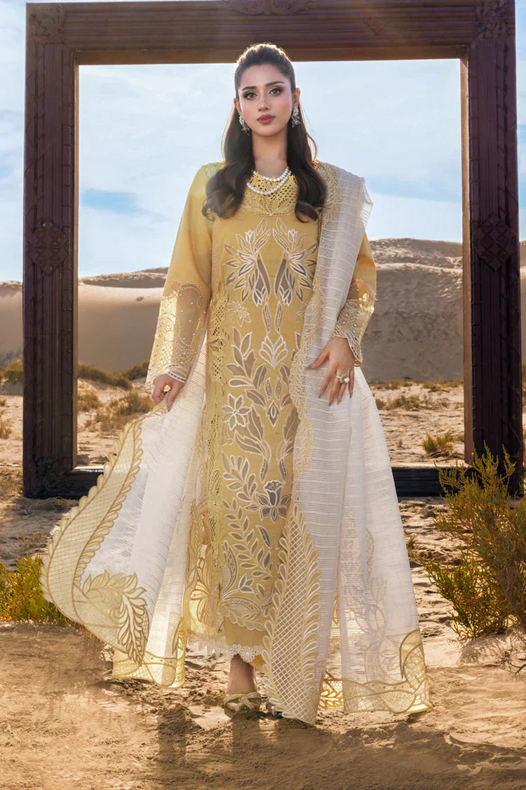 RANG RASIYA-3PC LAWN LASERCUTWORK EMBROIDERED SHIRT WITH KHAADI NET EMBROIDERED DUPATTA AND TROUSER-UR-3645