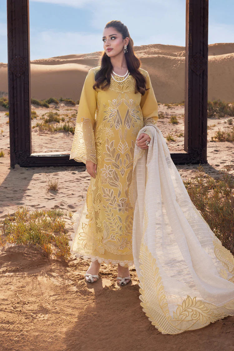 RANG RASIYA-3PC LAWN LASERCUTWORK EMBROIDERED SHIRT WITH KHAADI NET EMBROIDERED DUPATTA AND TROUSER-UR-3645