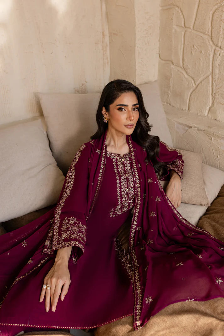 BATIK-3PC LAWN EMBROIDERED SHIRT WITH BAMBER CHIFFON EMBROIDERED DUPATTA AND TROUSER-UR-2687