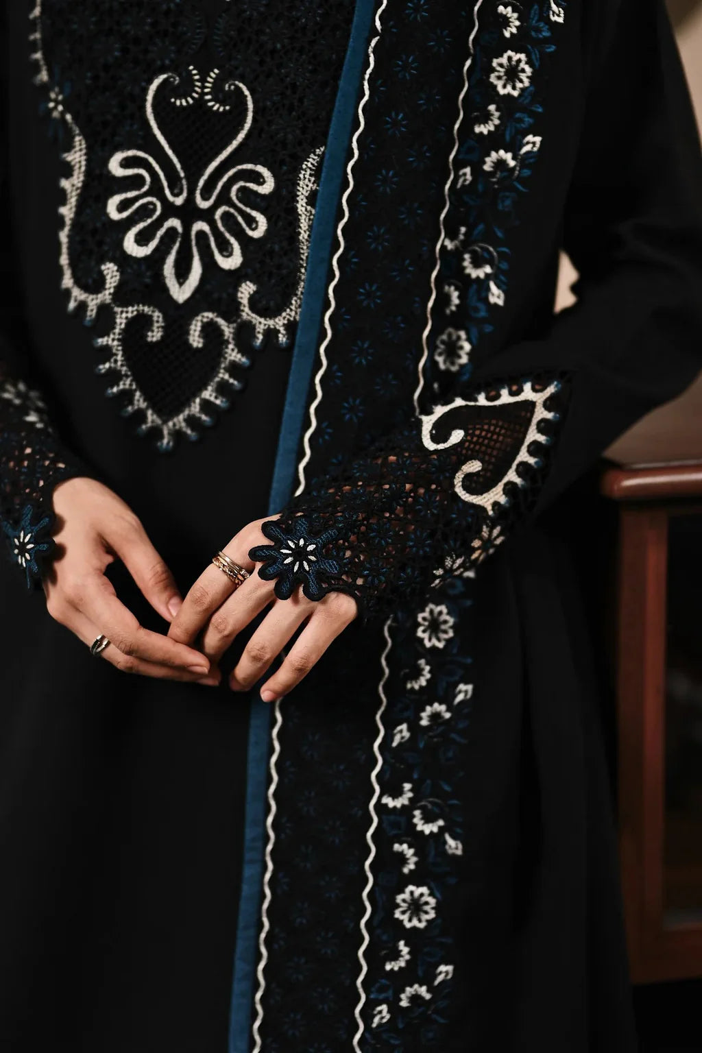 ZAIB-3PC DHANAK EMBROIDERED SHIRT WITH DHANAK EMBROIDERED SHAWL AND TROUSER-UR-4380