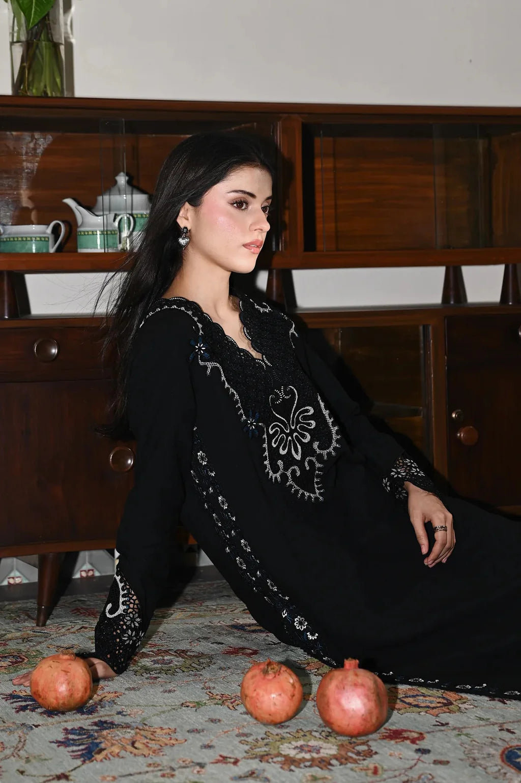 ZAIB-3PC DHANAK EMBROIDERED SHIRT WITH DHANAK EMBROIDERED SHAWL AND TROUSER-UR-4380