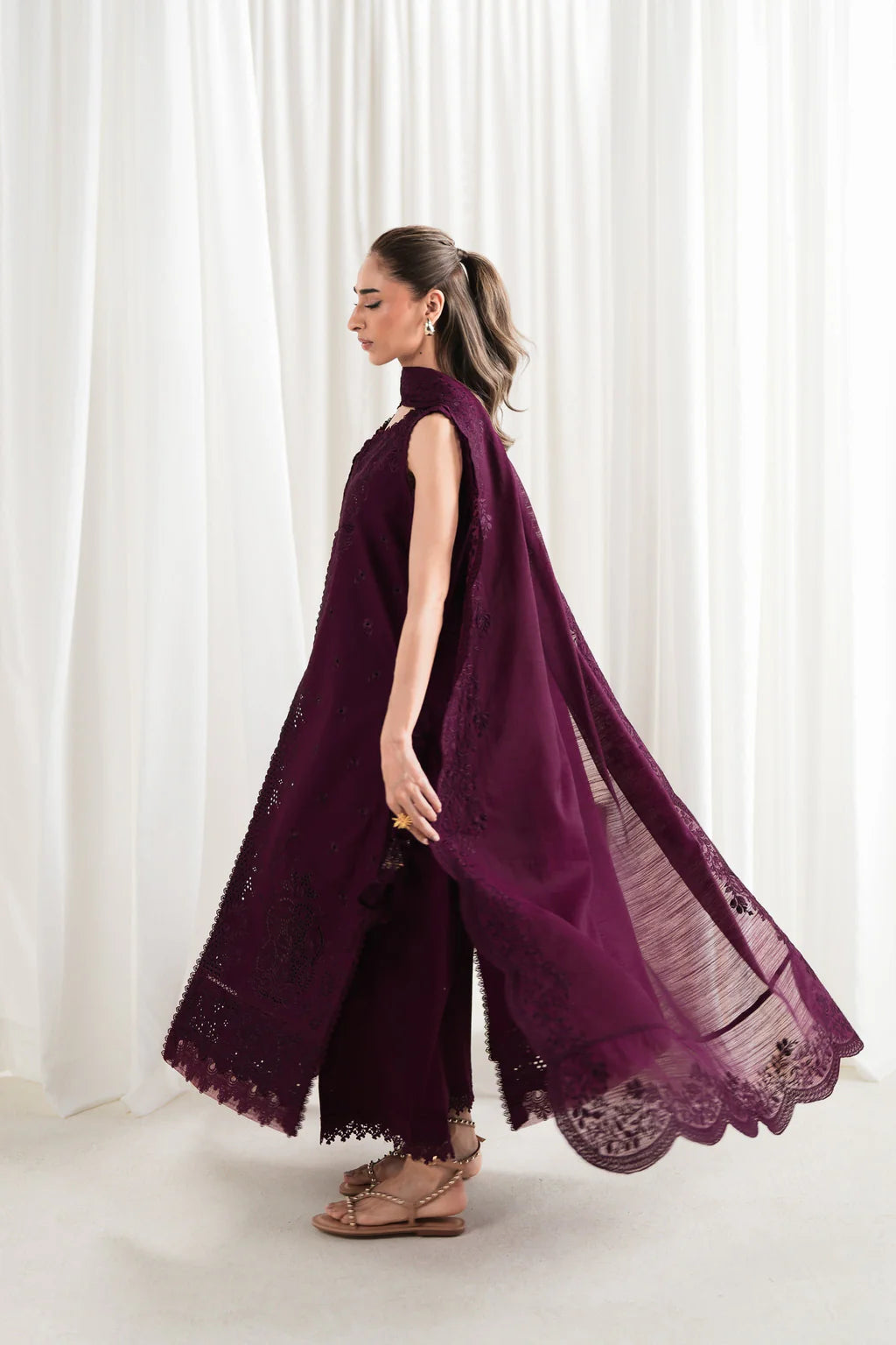 ZAIB-3PC LAWN EMBROIDERED SHIRT WITH KHADDI NET EMB DUPATTA AND TROUSER
