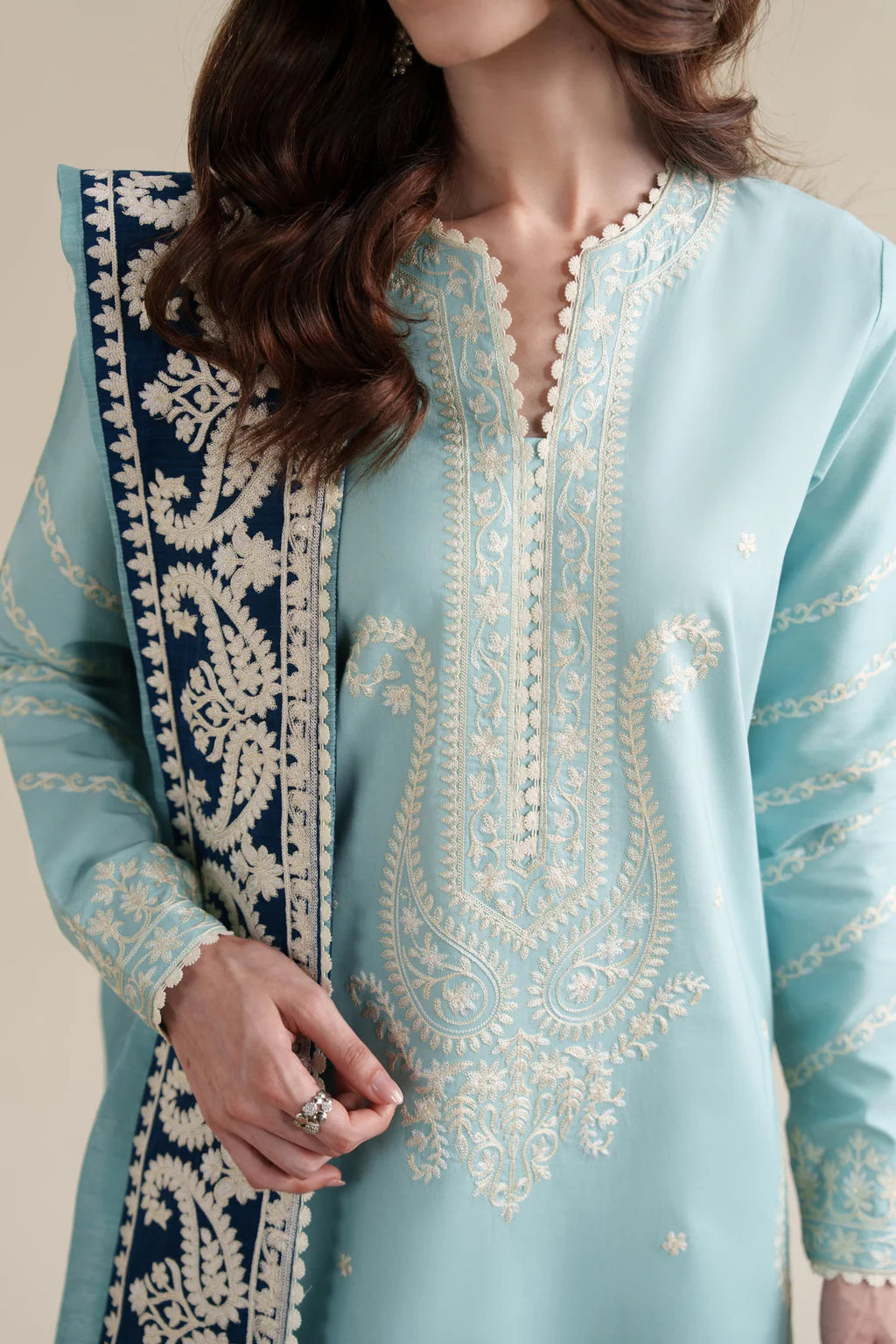 ZAIB-3PC LAWN EMBROIDERED SHIRT WITH CHIFFON EMB DUPATTA AND TROUSER-UR-4261