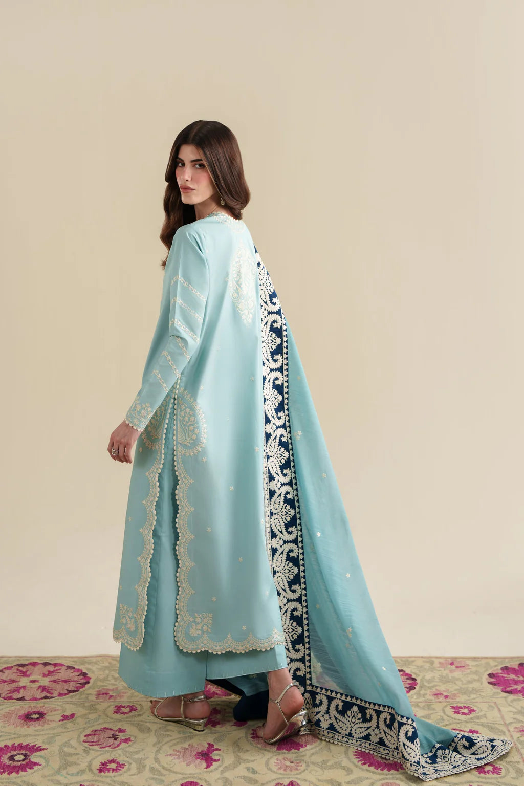 ZAIB-3PC LAWN EMBROIDERED SHIRT WITH CHIFFON EMB DUPATTA AND TROUSER-UR-4261