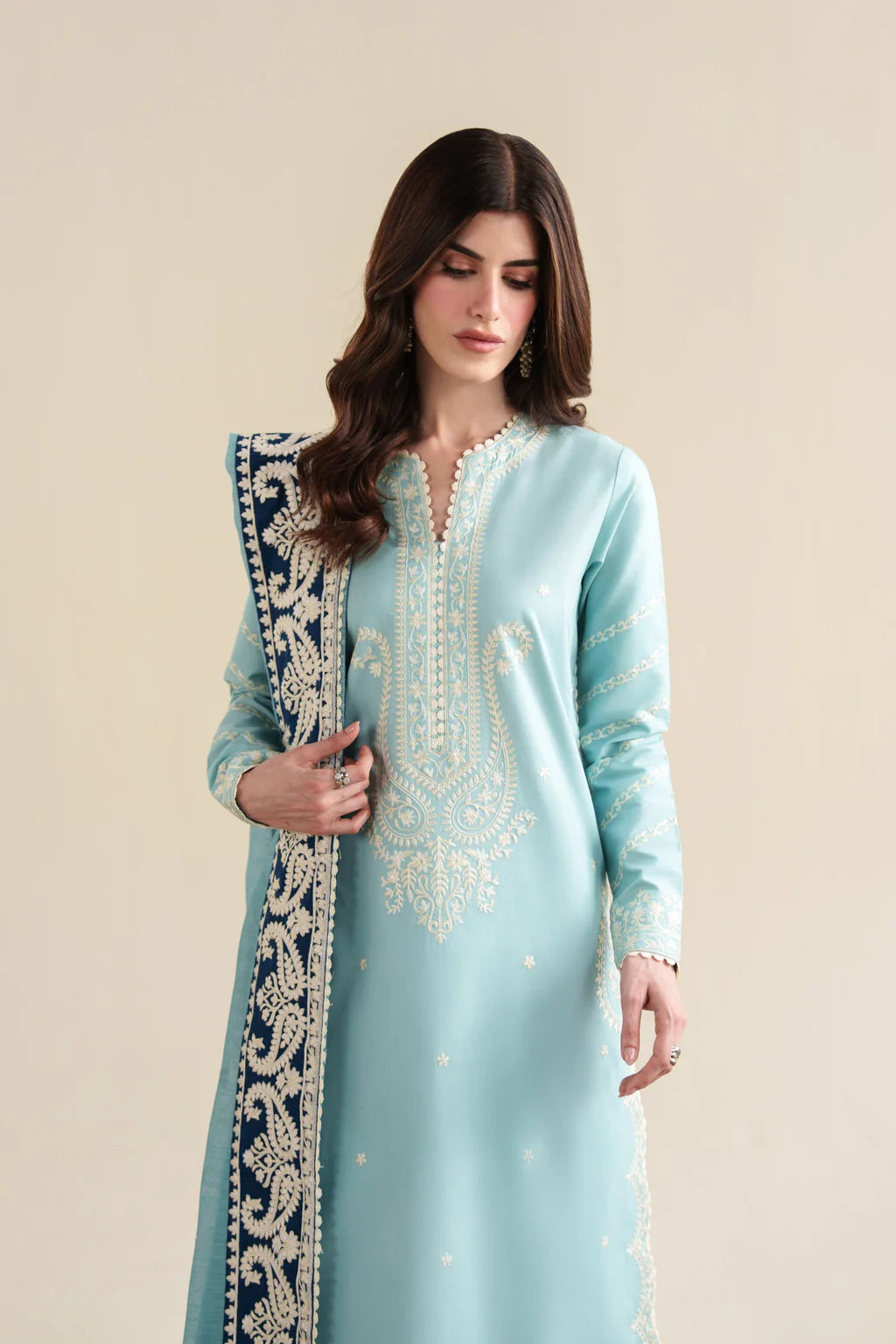 ZAIB-3PC LAWN EMBROIDERED SHIRT WITH CHIFFON EMB DUPATTA AND TROUSER-UR-4261