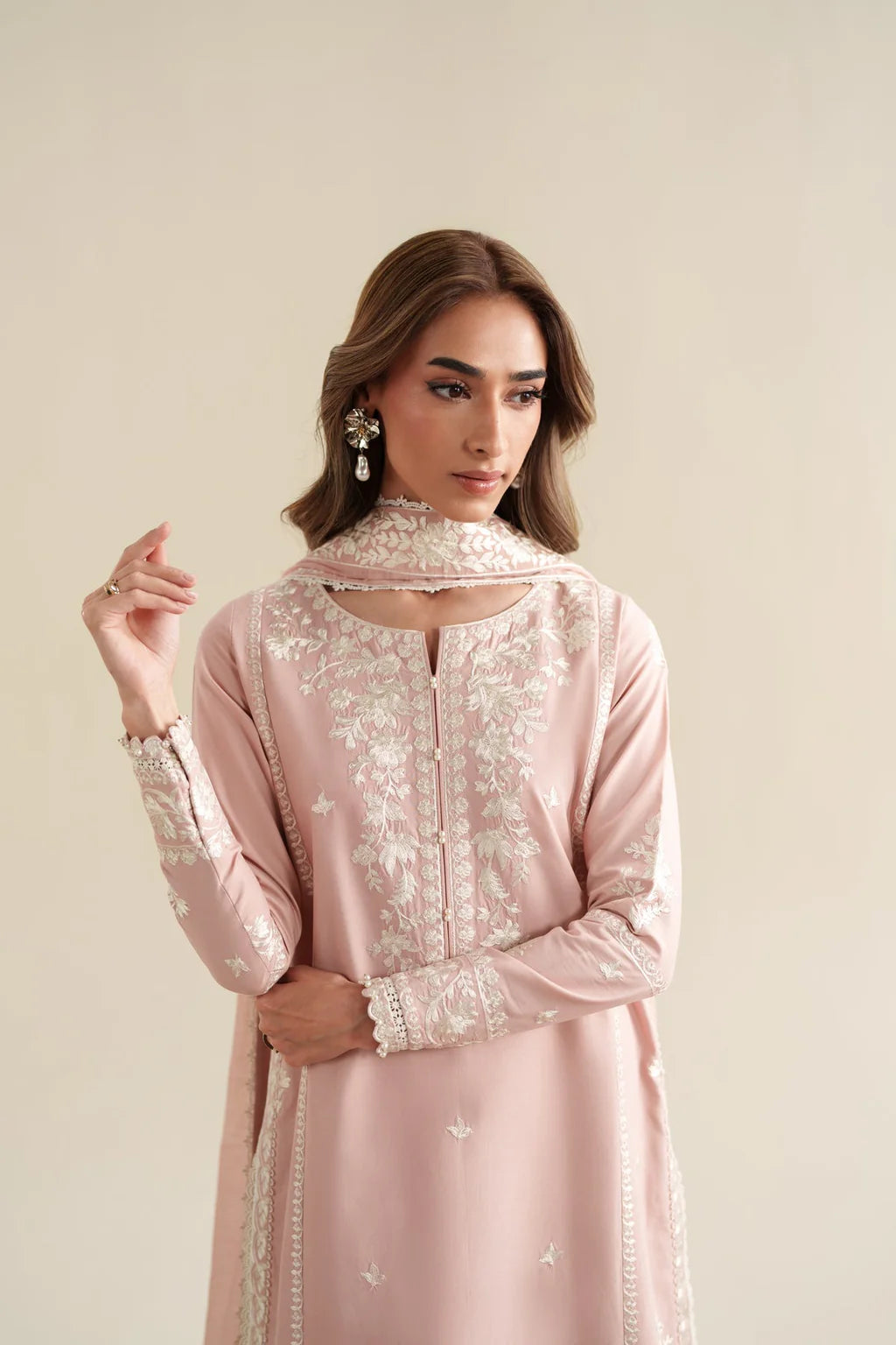 ZAIB-3PC LAWN EMBROIDERED SHIRT WITH CHIFFON EMB DUPATTA AND TROUSER-UR-4295