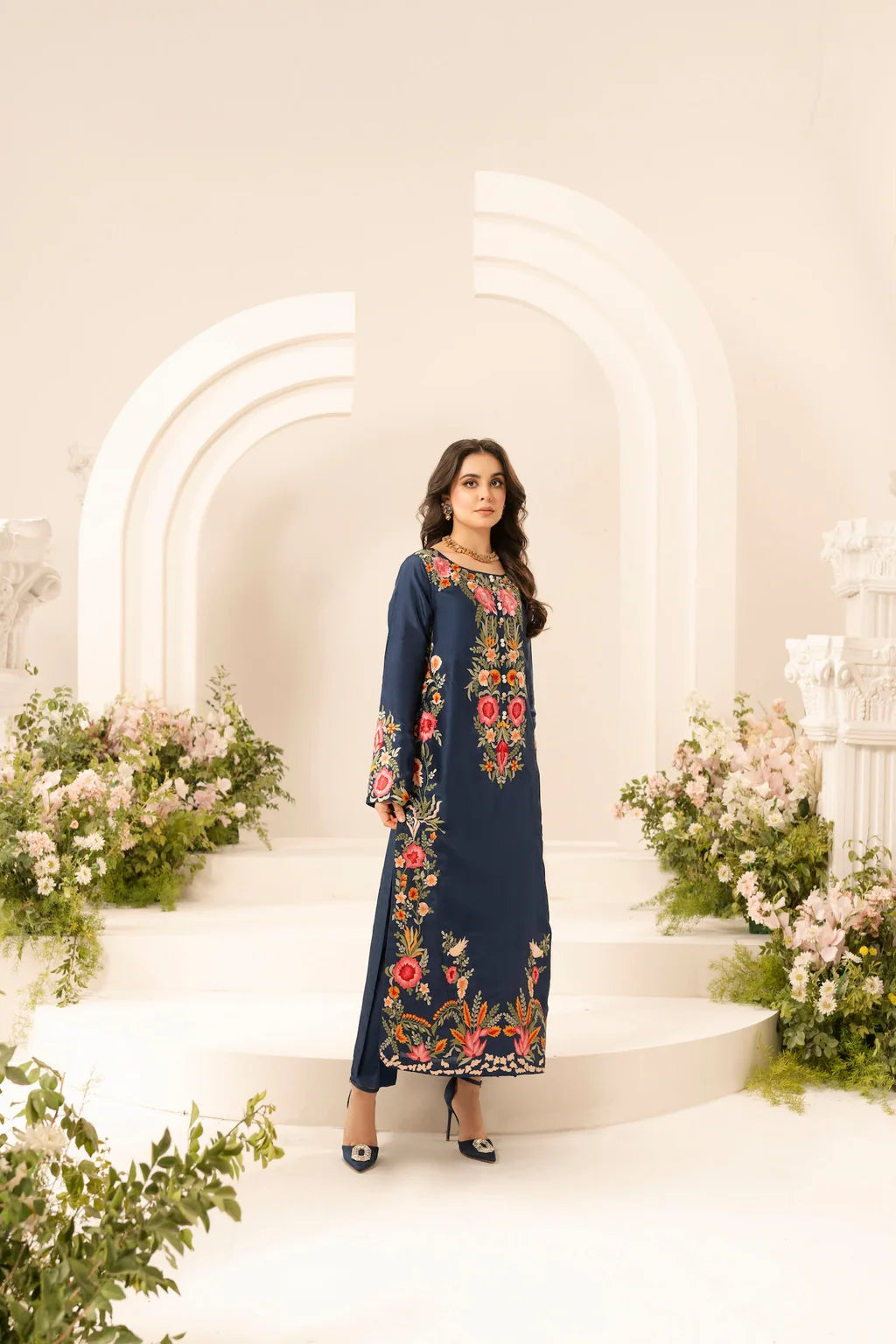 MIRANA-3PC LAWN EMBROIDERED SHIRT WITH CHIFFON TYE & DYE DUPATTA & TROUSER-UR-3546