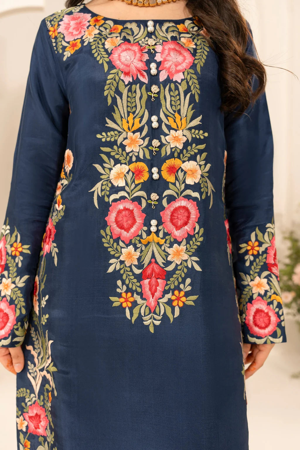 MIRANA-3PC LAWN EMBROIDERED SHIRT WITH CHIFFON TYE & DYE DUPATTA & TROUSER-UR-3546
