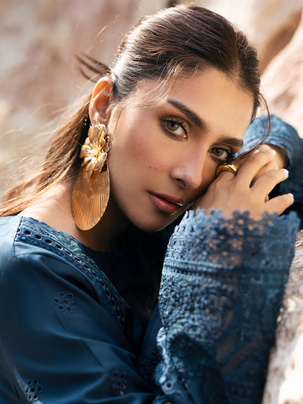RANG RASIYA-3PC LAWN LASER WORK EMBROIDERED SHIRT WITH KHAADI NET EMBROIDERED DUPATTA AND TROUSER-UR-3612