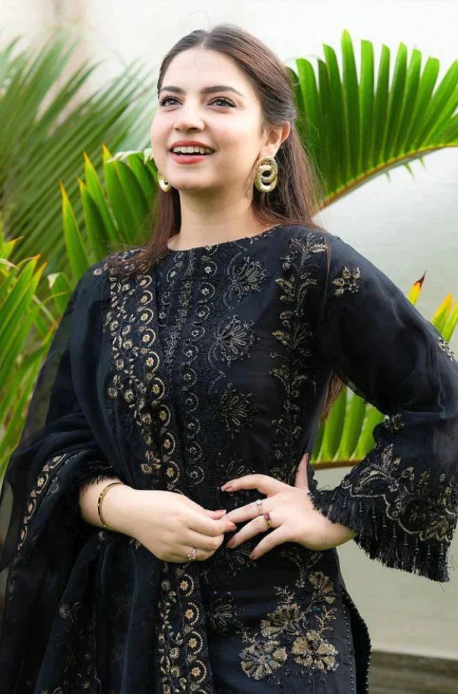 DANANEER-3PC-LAWN EMBROIDERED WITH MONARK EMBROIDERED DUPATTA & TROUSER-UR-2539