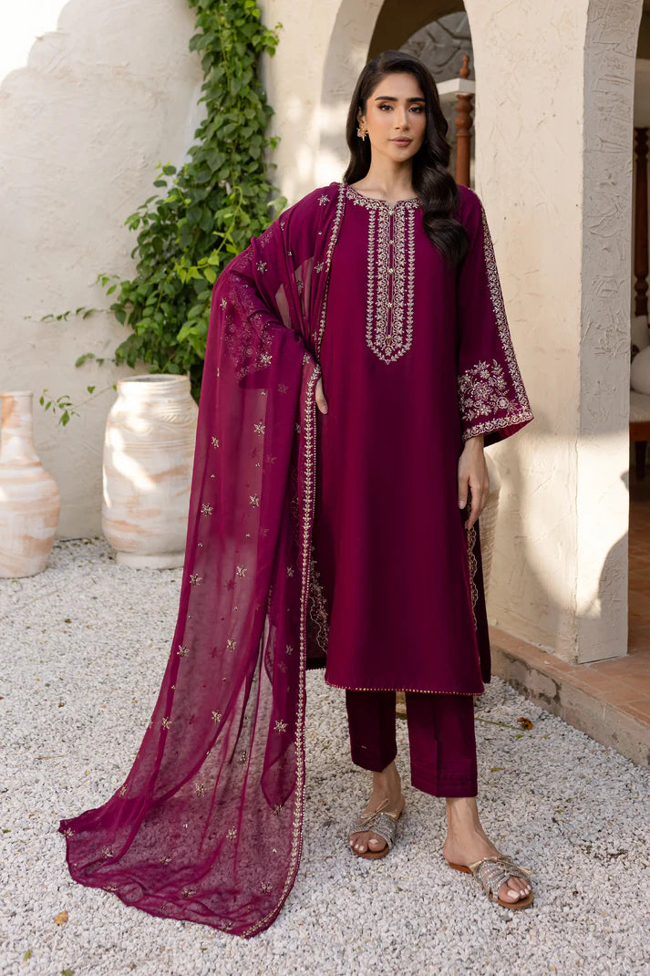 BATIK-3PC LAWN EMBROIDERED SHIRT WITH BAMBER CHIFFON EMBROIDERED DUPATTA AND TROUSER-UR-2687