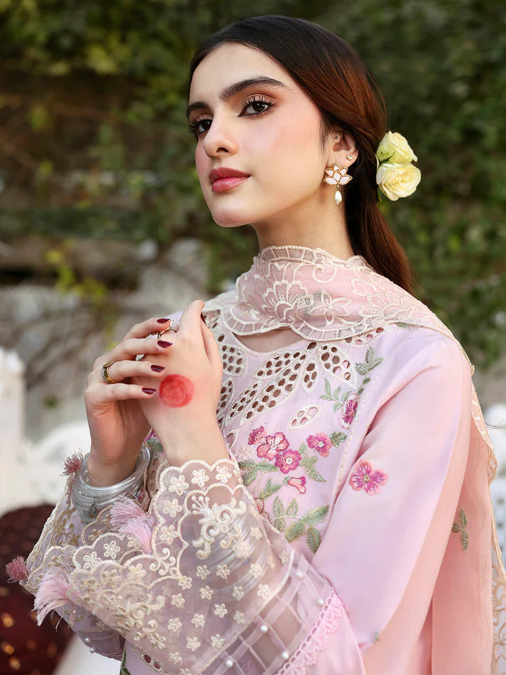 MAHNUR-3PC LAWN EMBROIDERED SHIRT WITH MONARK EMBROIDERED DUAPATTA AND TROUSER-UR-2873