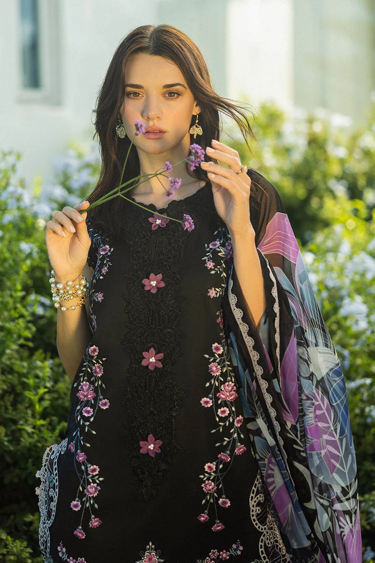 MUSHQ-3PC LAWN EMBROIDERED SHIRT WITH CHIFFON PRINTED DUPATTA & TROUSER-UR-3524