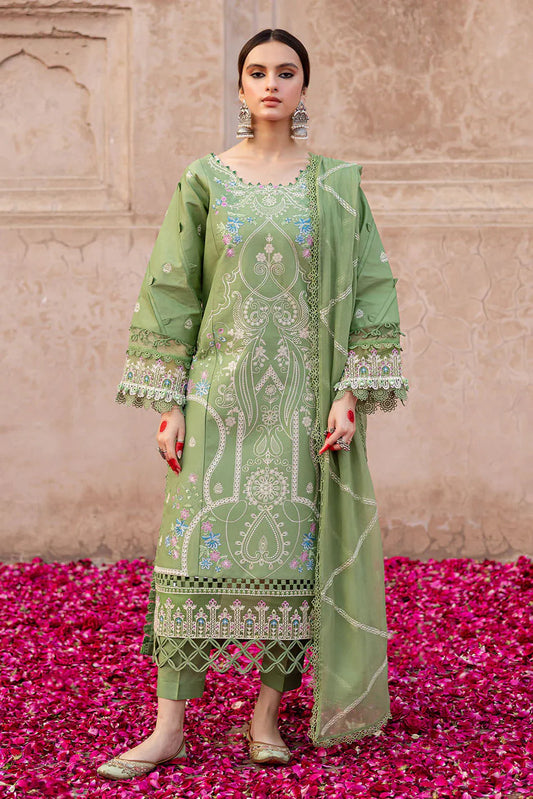 MAHNUR - 3PC LAWN EMBROIDERED SHIRT WITH CHIFFON EMBROIDERED DUPATTA AND TROUSER-UR-3517