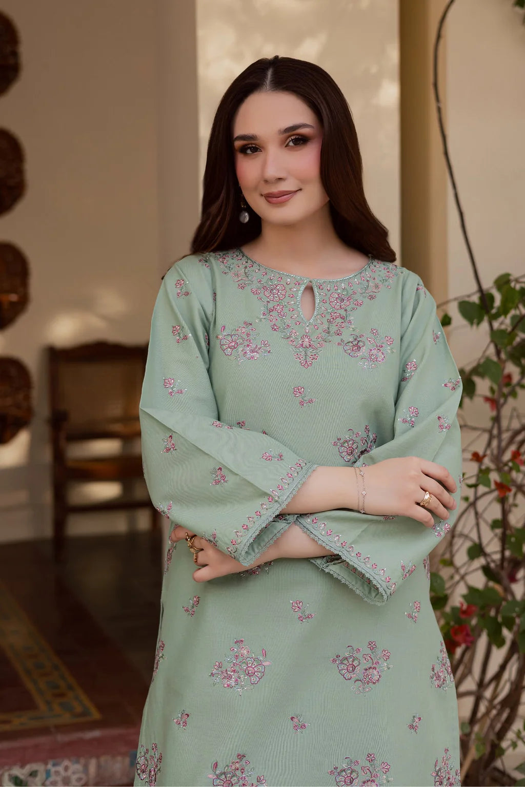 BATIK-2PC LAWN SEQUIN EMBROIDERED SHIRT WITH TROUSER-UR-1203