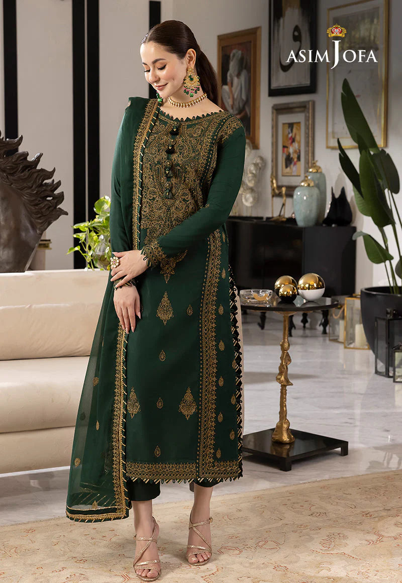 ASIM JOFA-3PC LAWN EMBROIDRED SHIRT WITH CHIFFON EMBROIDRED DUPATTA AND TROUSER-UR-2570
