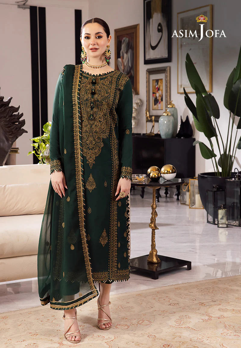 ASIM JOFA-3PC LAWN EMBROIDRED SHIRT WITH CHIFFON EMBROIDRED DUPATTA AND TROUSER-UR-2570