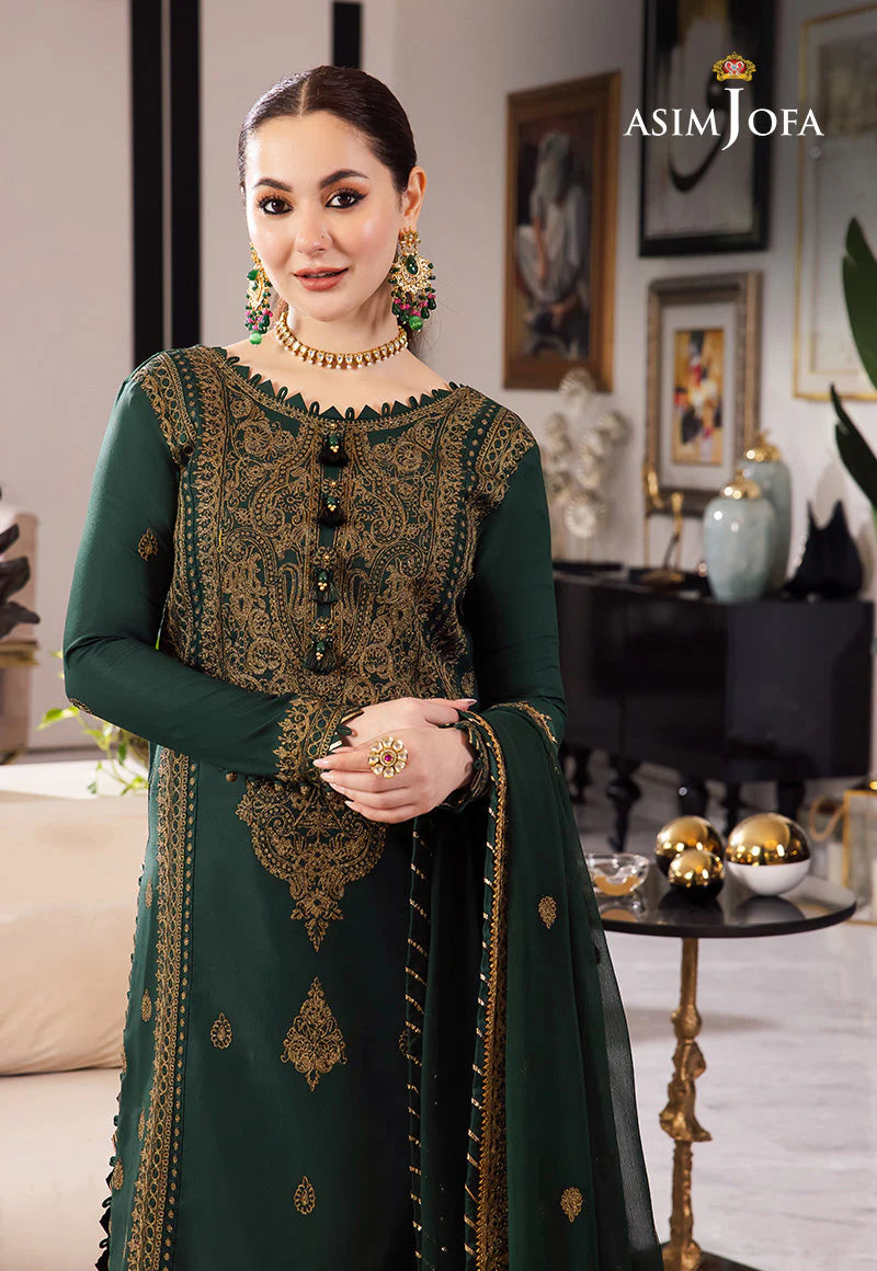 ASIM JOFA-3PC LAWN EMBROIDRED SHIRT WITH CHIFFON EMBROIDRED DUPATTA AND TROUSER-UR-2570