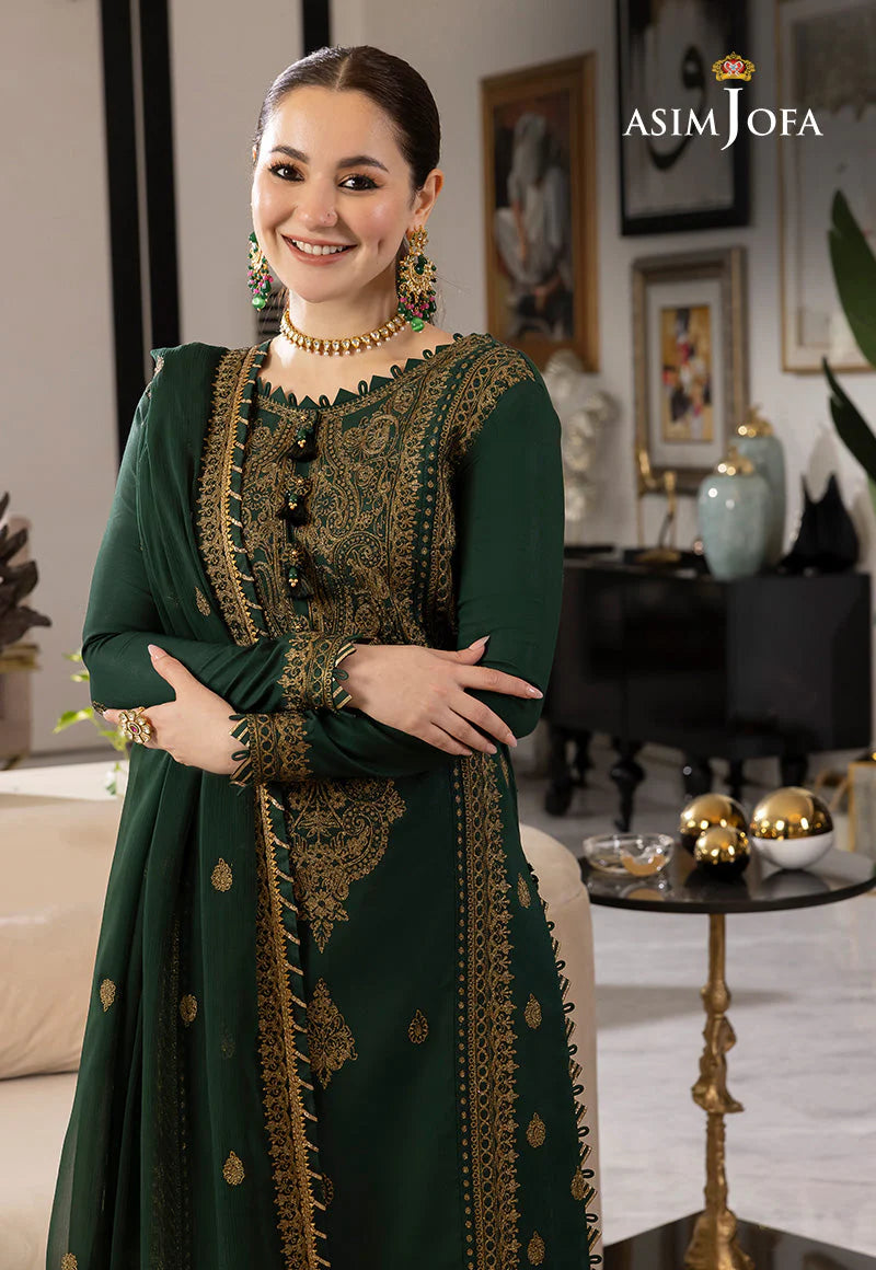 ASIM JOFA-3PC LAWN EMBROIDRED SHIRT WITH CHIFFON EMBROIDRED DUPATTA AND TROUSER-UR-2570