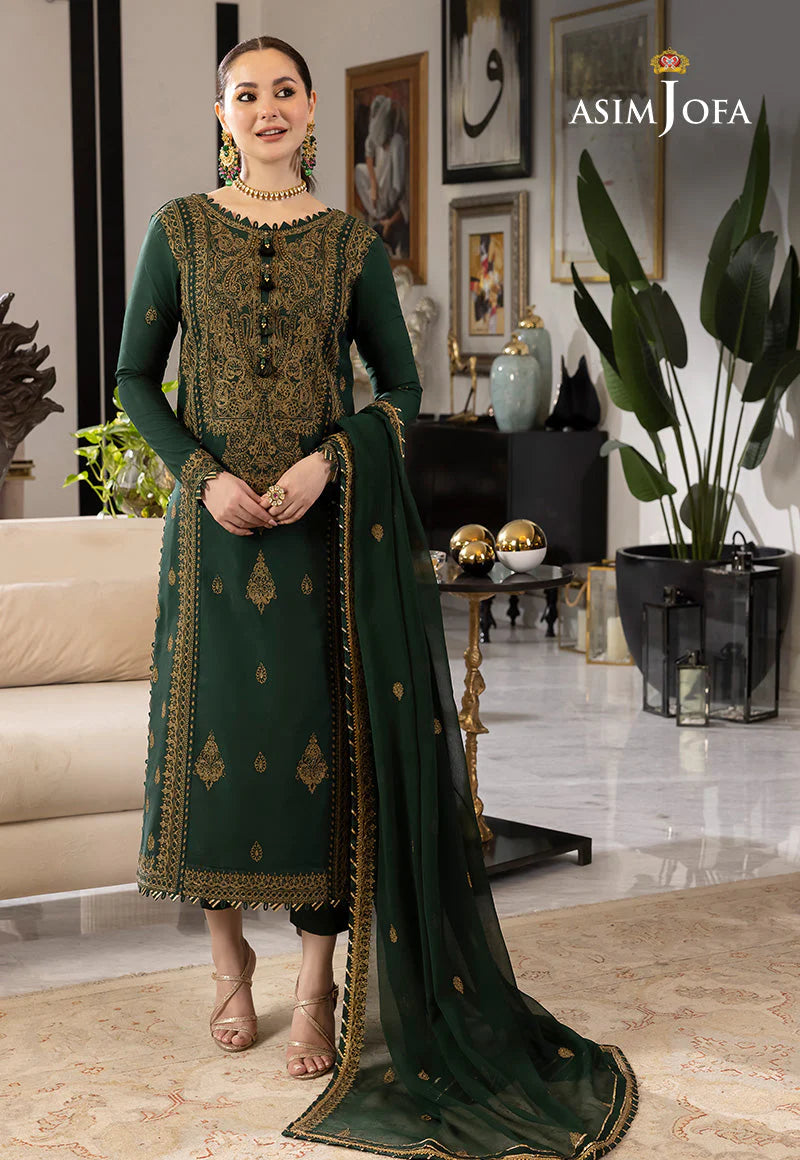 ASIM JOFA-3PC LAWN EMBROIDRED SHIRT WITH CHIFFON EMBROIDRED DUPATTA AND TROUSER-UR-2570