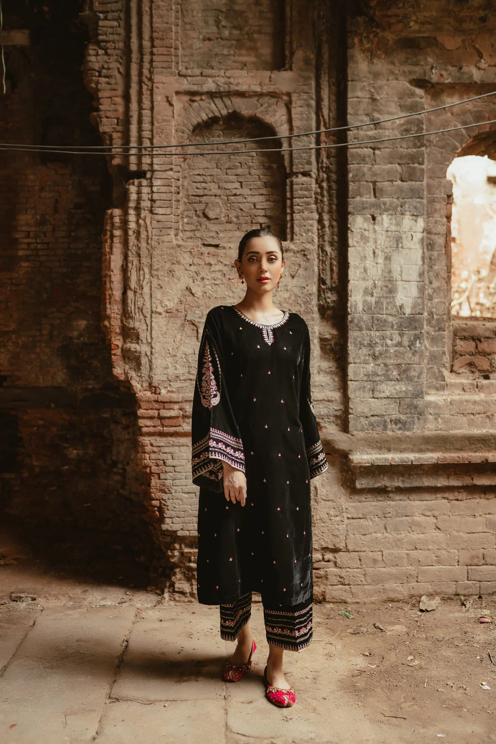 URGE - 2PC Velvet Heavy Embroidered Shirt With Velvet Heavy Embroidered Trouser-TBF-008-MICRO
