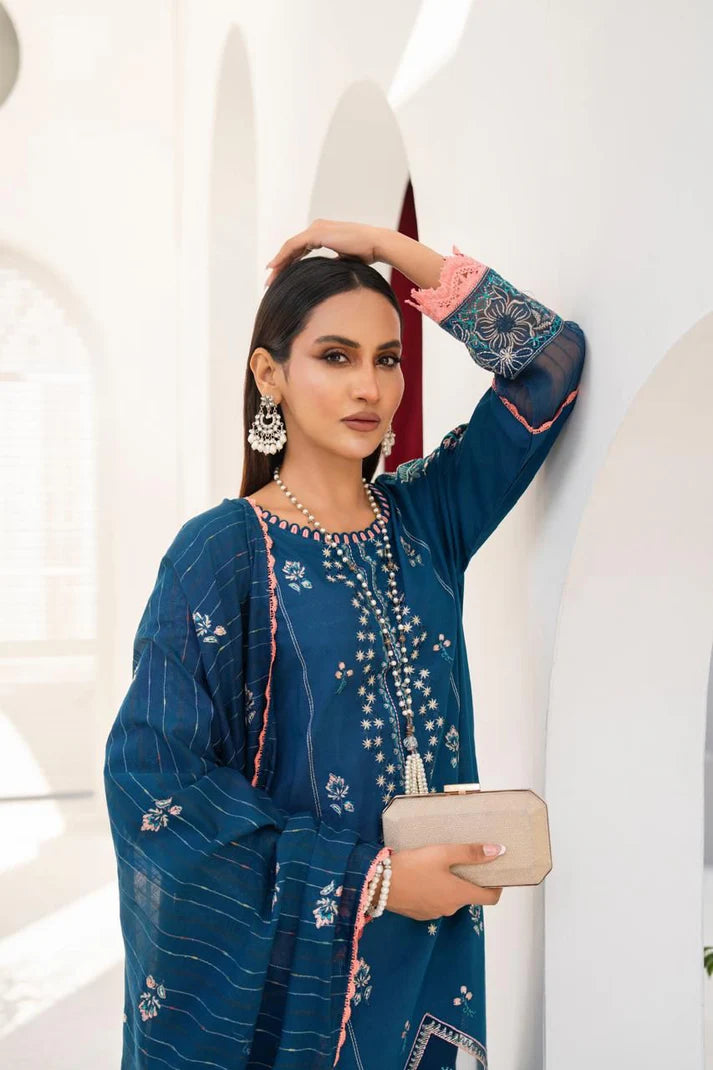 URAN-3PC LAWN EMBROIDERED SHIRT WITH LAWN EMBROIDERED READY TO WEAR DUPATTA-UR-2620